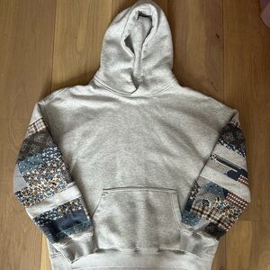 Abercrombie Gray Patchwork Sleeve Hoodie